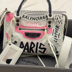 Balenciaga Mini City Graffiti Pink White Black
